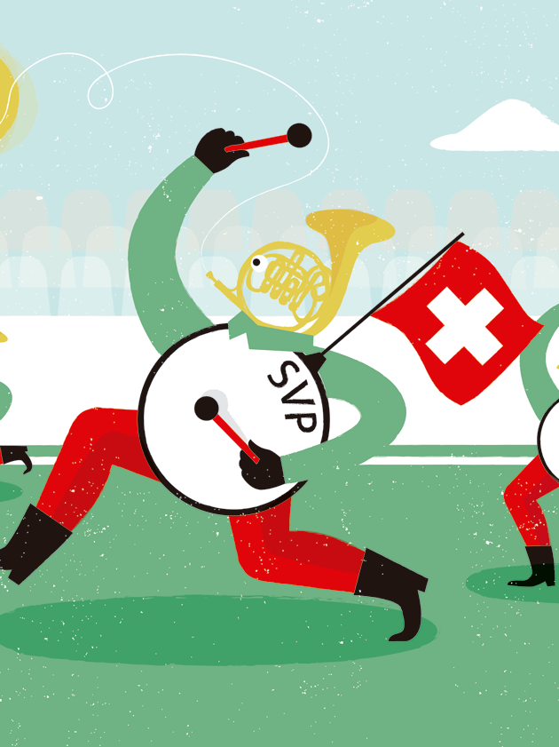 Swiss election feature for The Weltwoche — editorial illustration