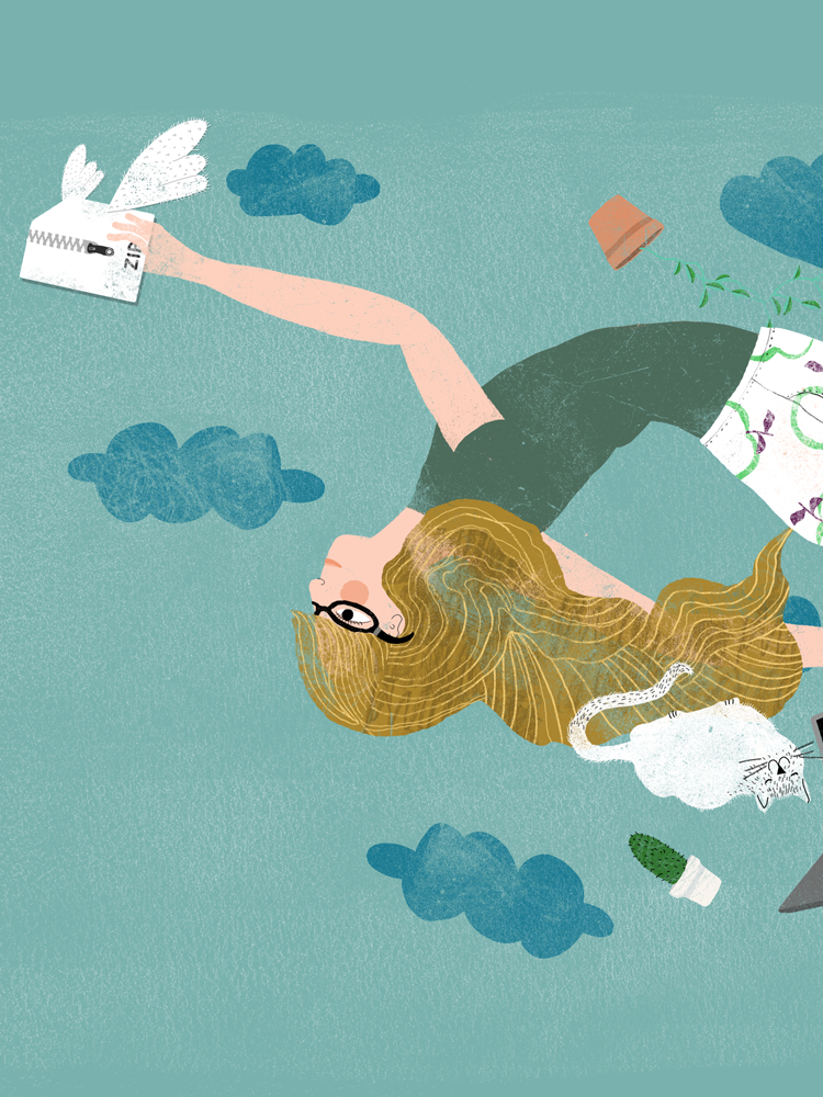 Flying lady splash for WeTransfer — social illustration