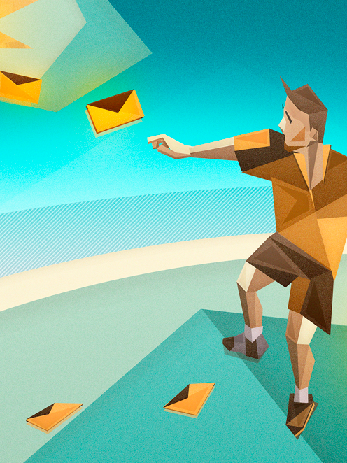Tennis player splash for WeTransfer — social illustration