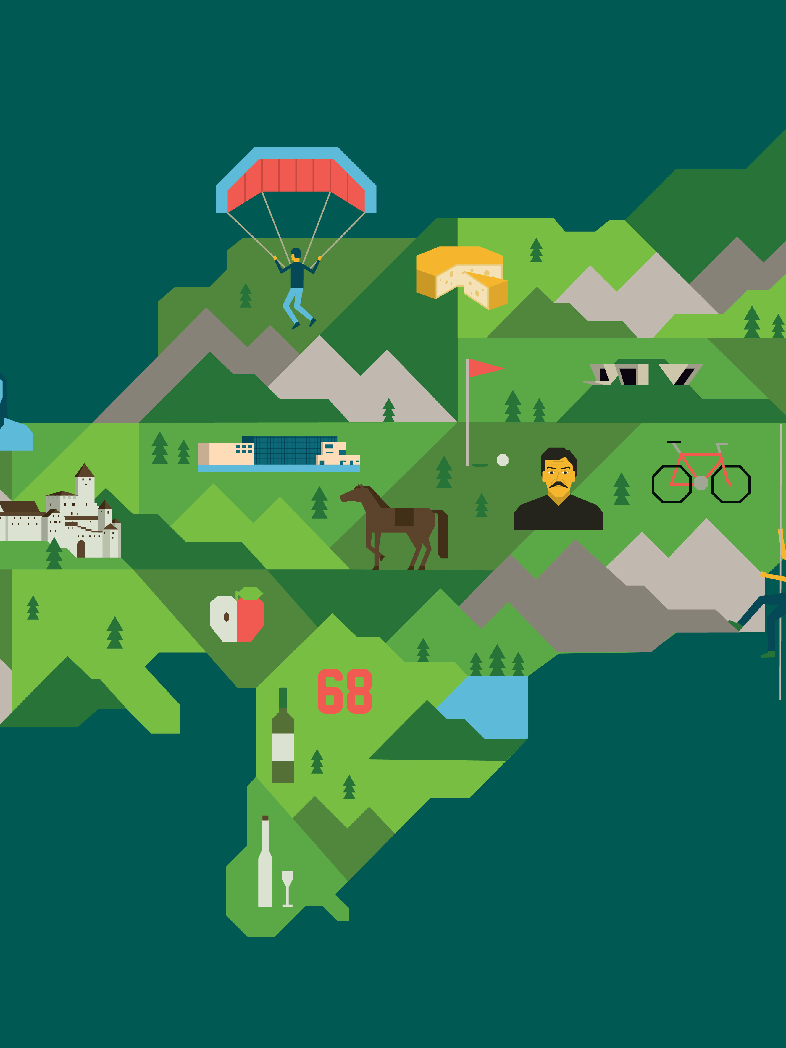 Alte Adigo map for Forbes CZ — editorial illustration