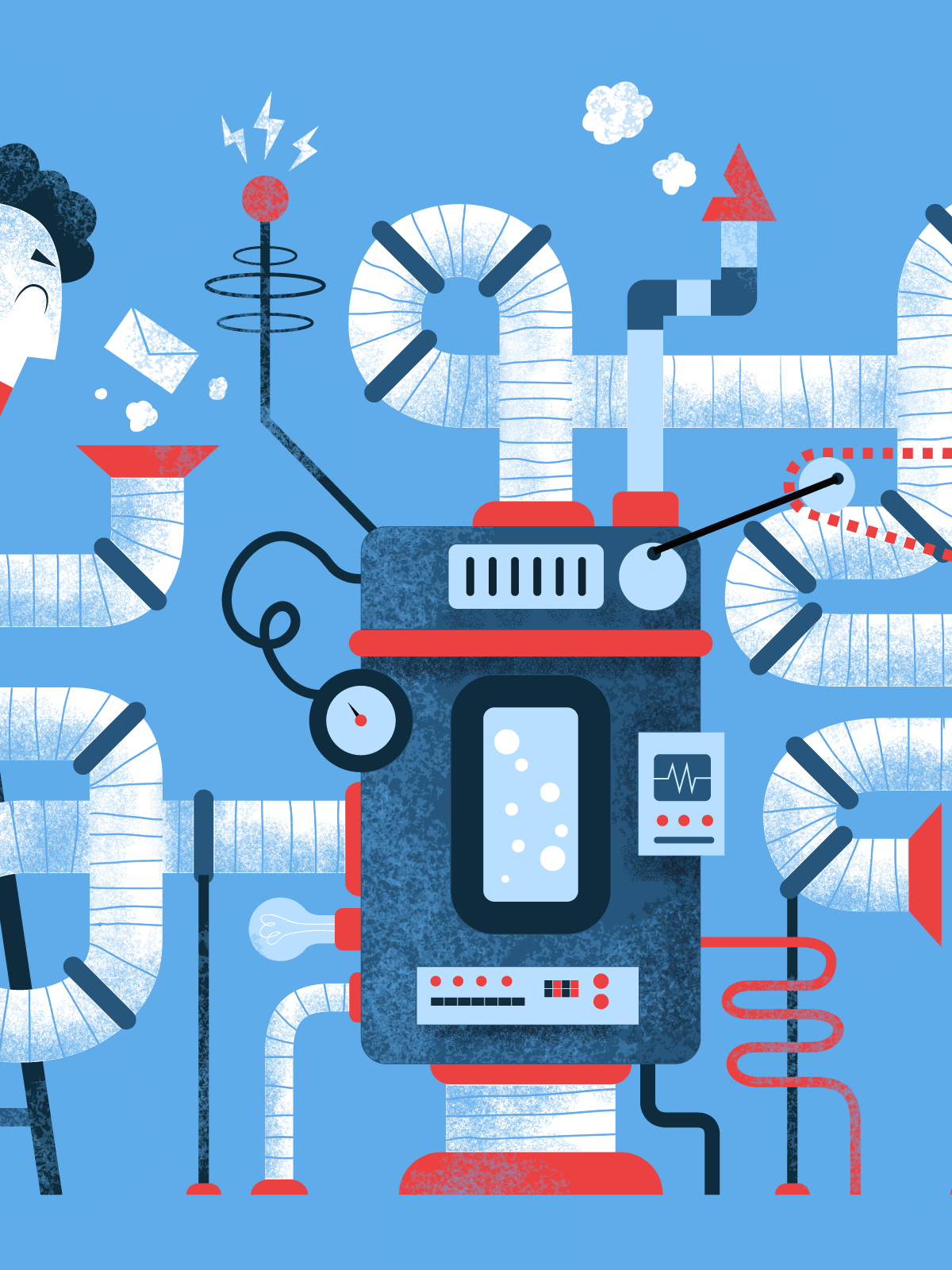 Sharing themed WeTransfer background splash — PR illustration
