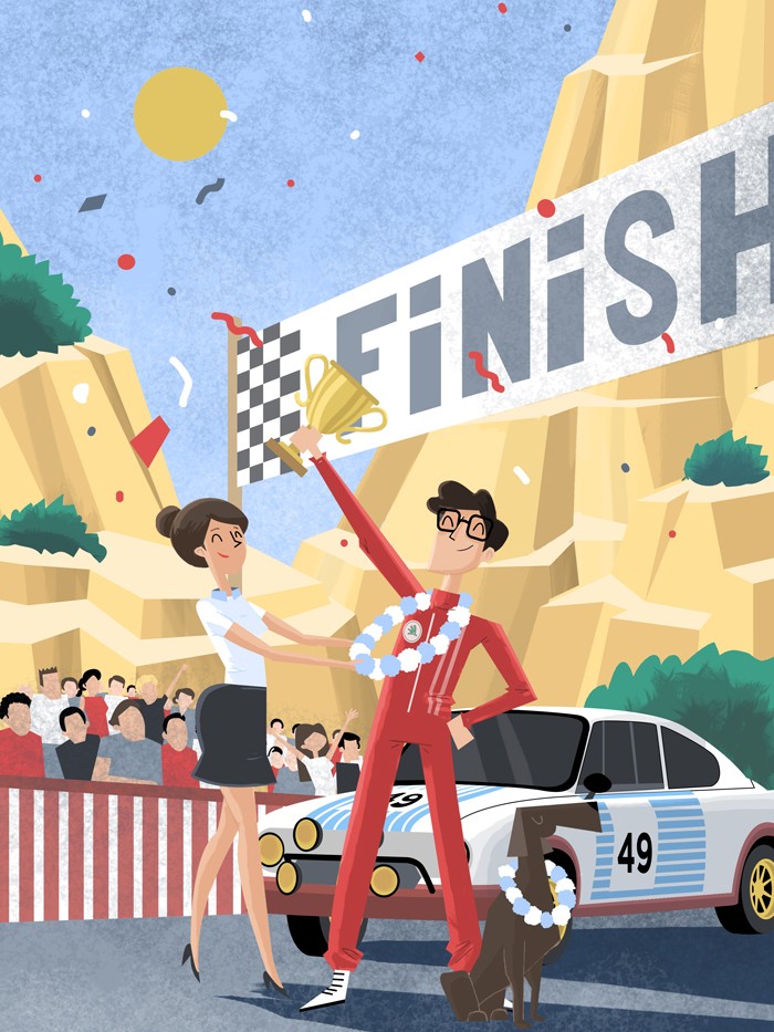 Set of vintage postcards for Volkswagen’s Skoda in collab with Fallon Prague — PR illustration