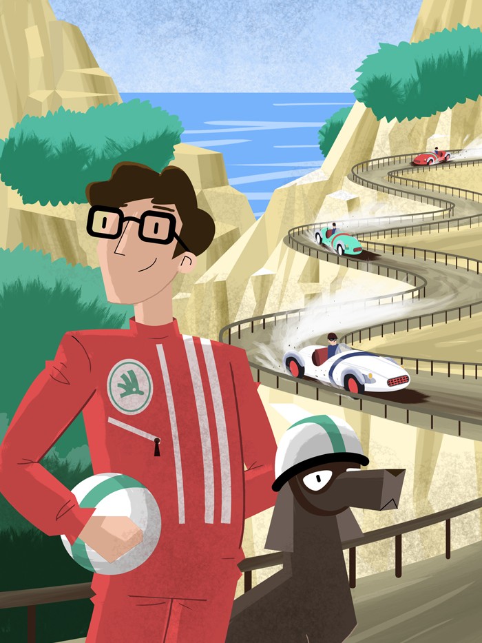 Set of vintage postcards for Volkswagen’s Skoda in collab with Fallon Prague — PR illustration