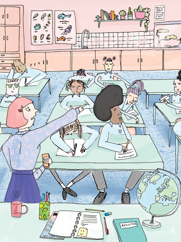 Report mag cover and article opener — editorial illustration