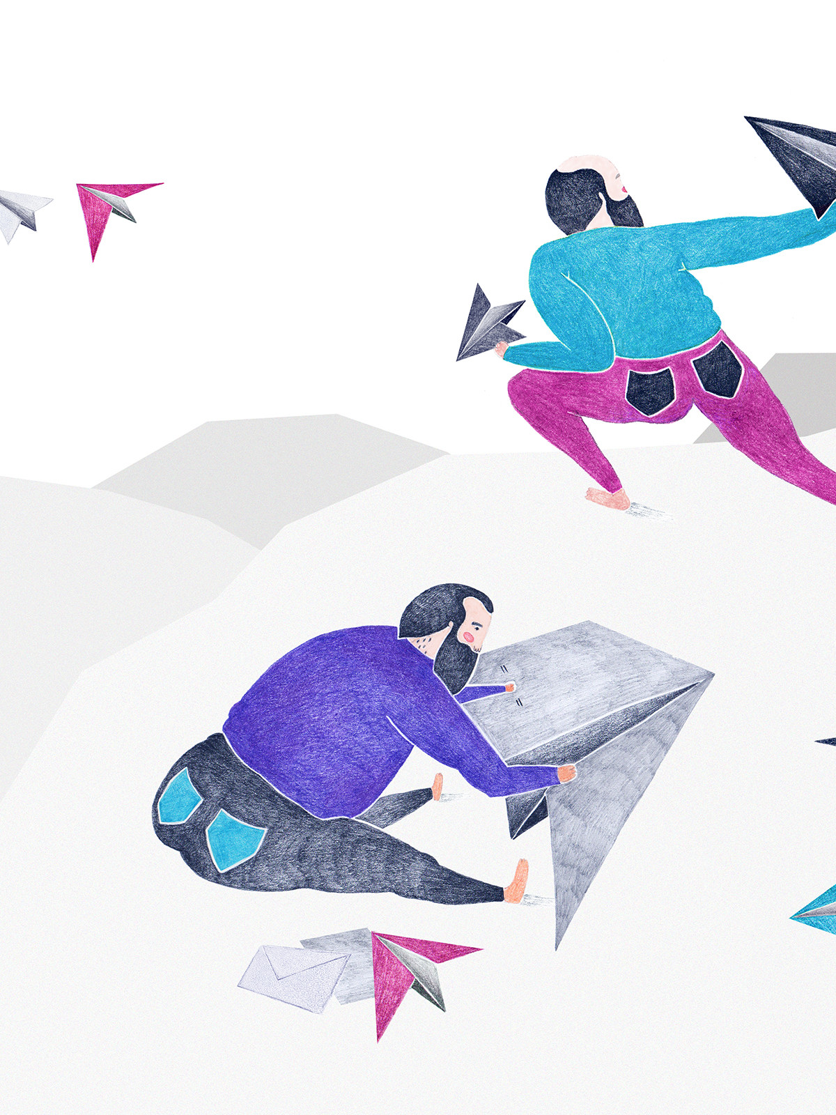 Messaging dwarfs for WeTransfer — PR illustration