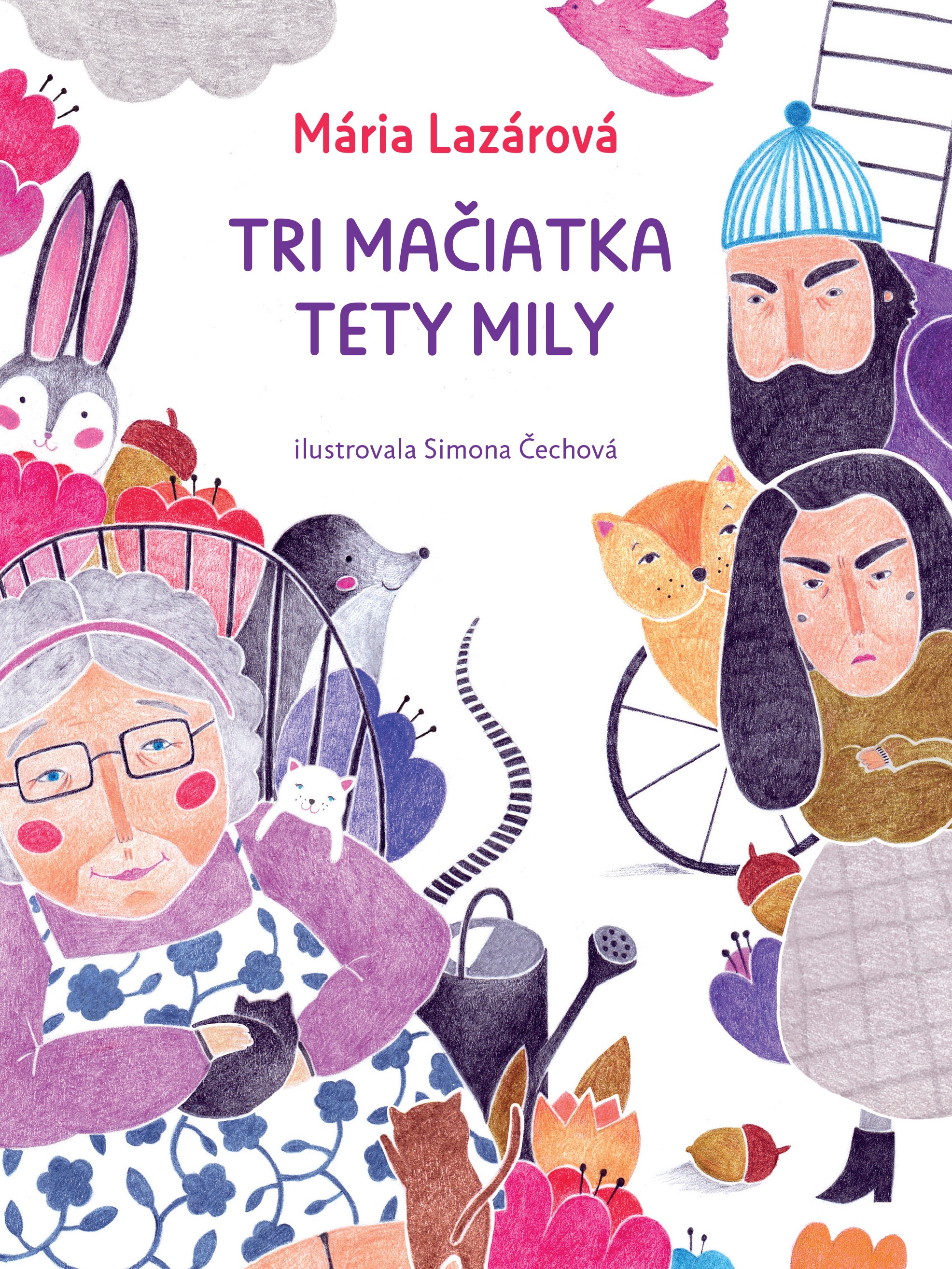 Book cover Tri maciatka tety Mily — cover illustration