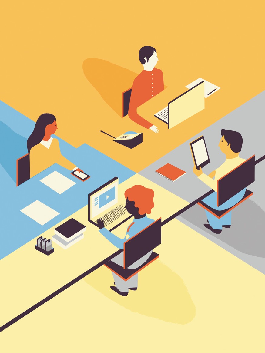 Brochure for Genetec commissioned by Winkreative — corporate illustration