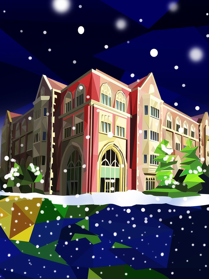 Season postcard for Annenberg School for Communication and Journalism — corporate illustration