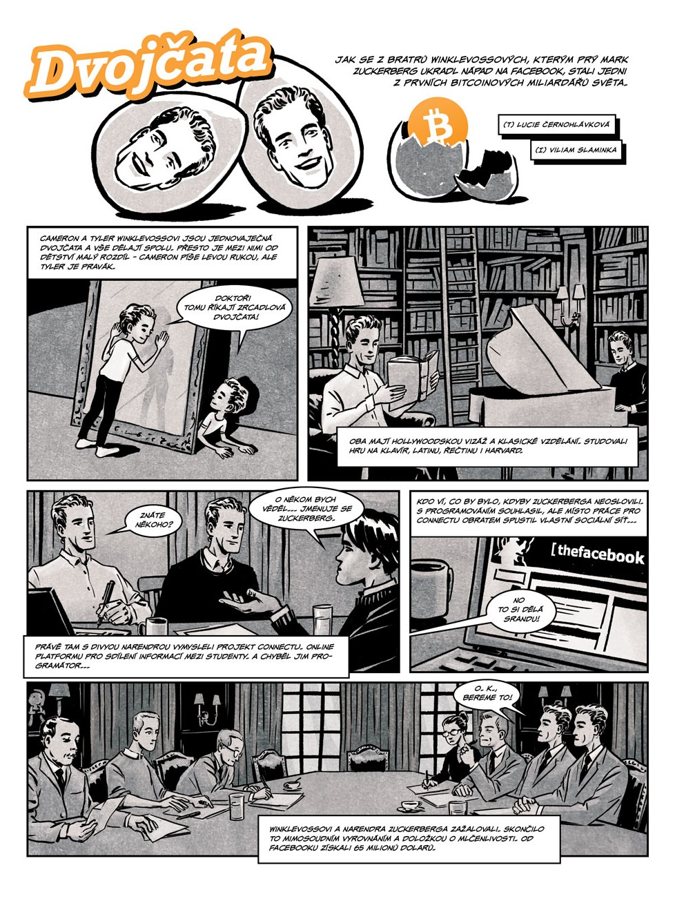 Comic article for Forbes mag on Bitcoin — PR illustration