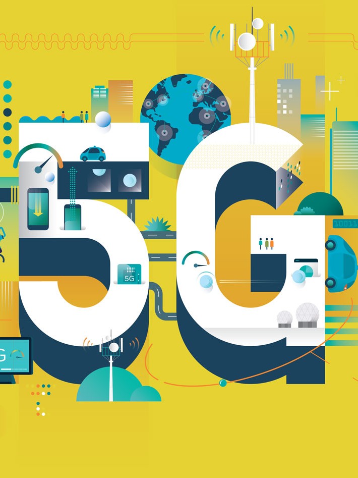 Forbes Next cover featuring 5G typo — publishing illustration