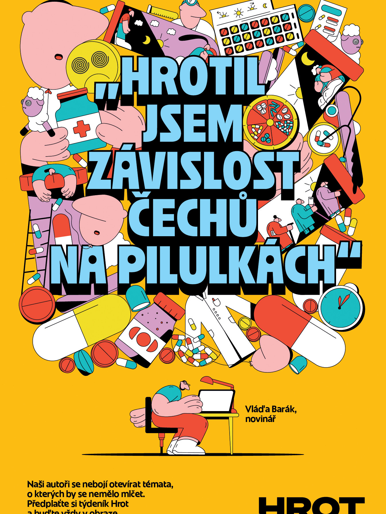 Hrot magazine advertising campaign — advertising illustration by Bessa