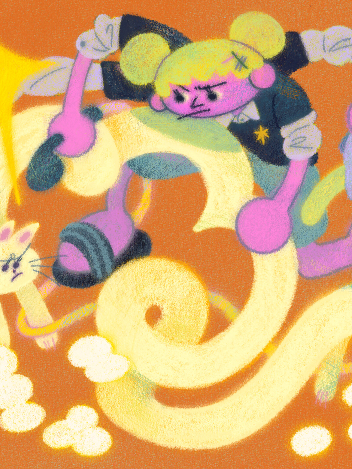 Showering my cat feature — editorial illustration by Rainy Zhang