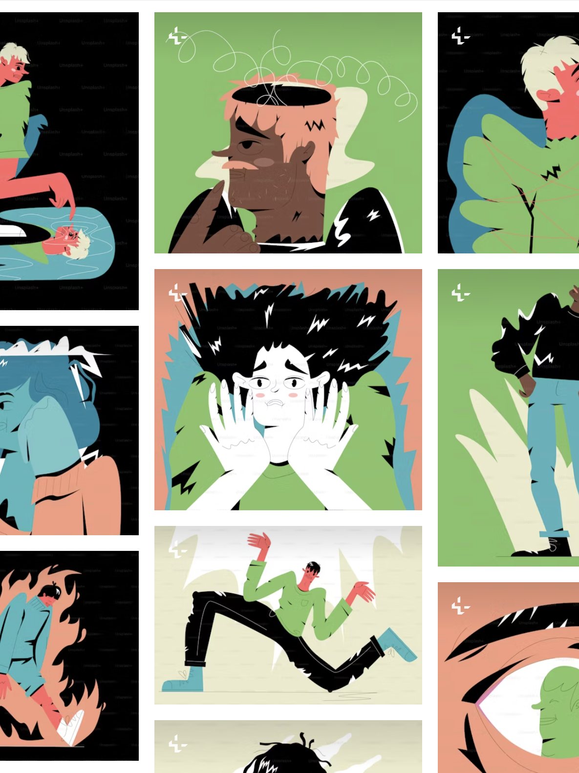 Unsplash+ emotions and feelings collection — advertising illustration by Kris Štupák